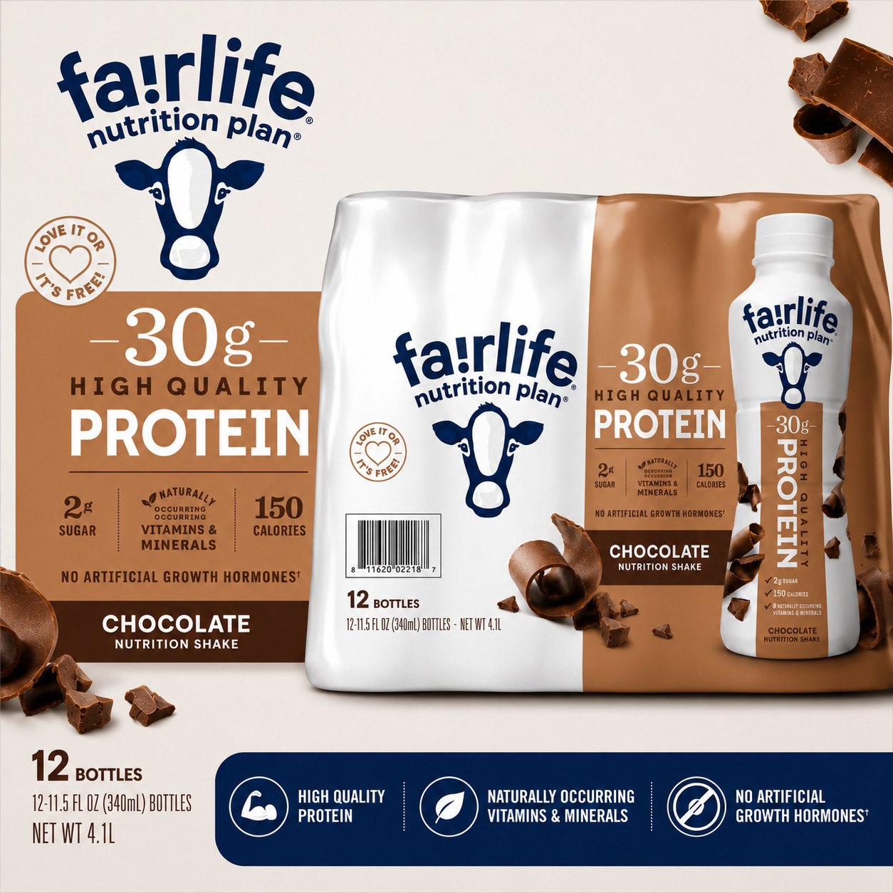 Fairlife Nutrition Plan 30g Protein Shake, Chocolate, 11.5 fl. oz.,12 pk.