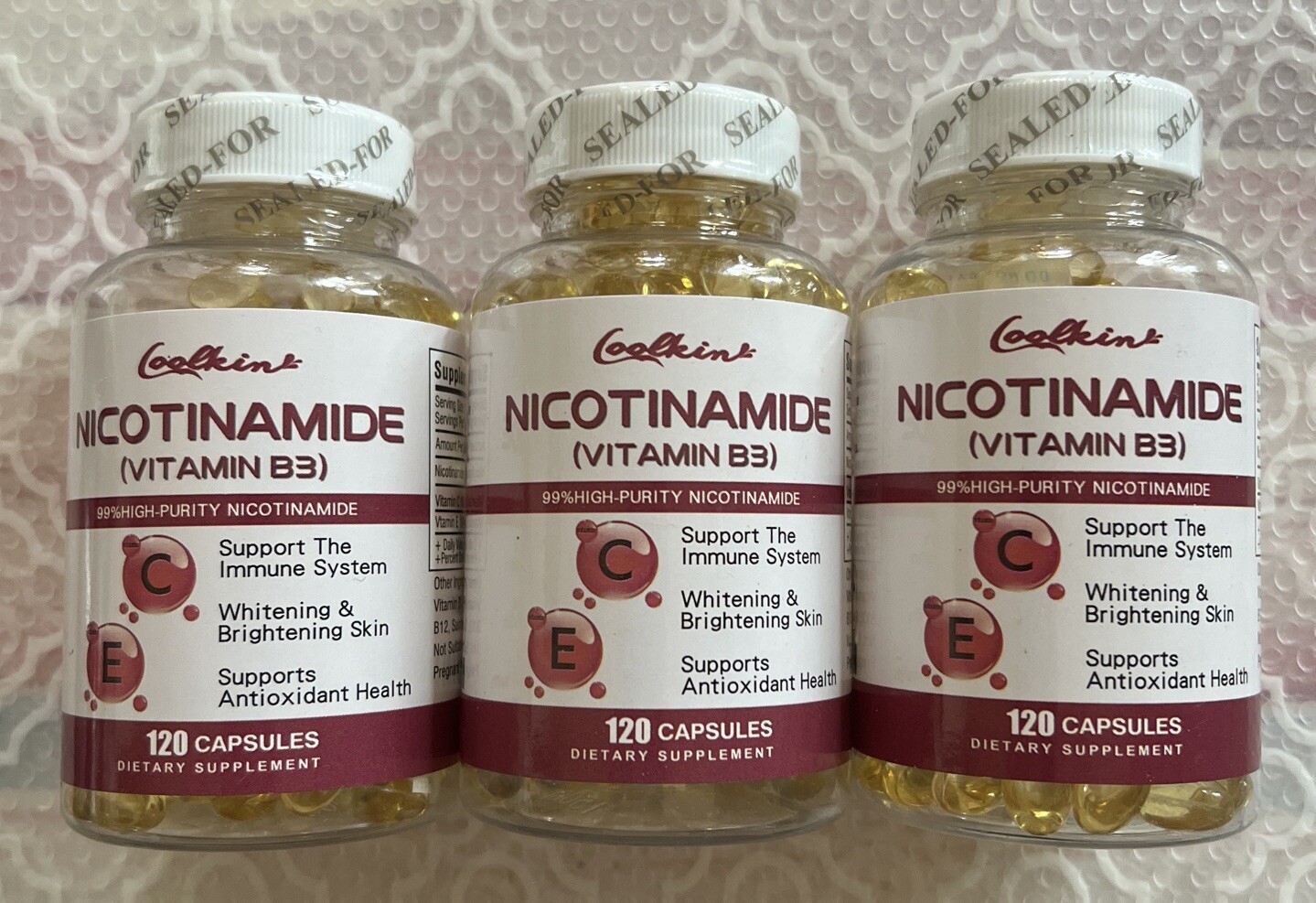 Coolkin Nicotinamide Vitamin B3 Immune System Whitening Skin 120 Caps Exp 11/25