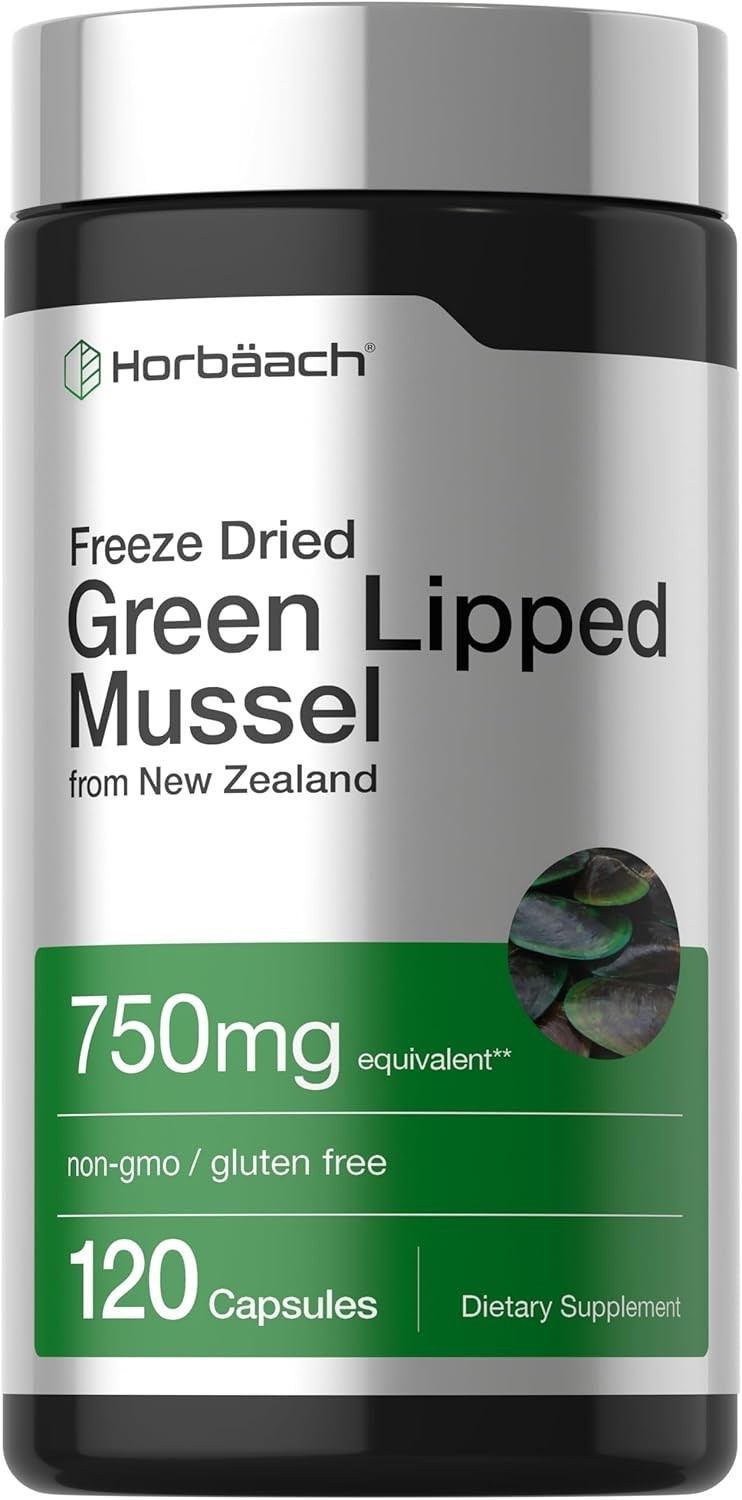 Green Lipped Mussel Capsules 750 mg | 120 Count | from New Zealand | by Horbaach