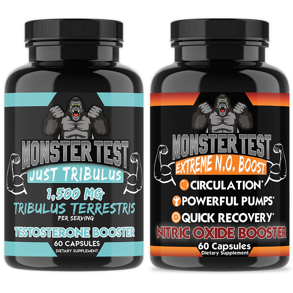 Monster Test Mens Just Tribulus + Monster N.O. Nitric Oxide + Test Booster, 2-pk