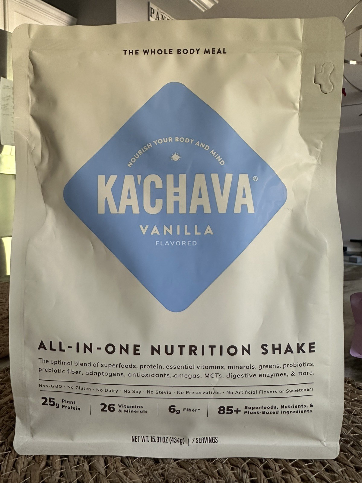 Ka’Chava Vanilla Vegan Plant Protein Shake Powder, Vitamin & Minerals,434 grams
