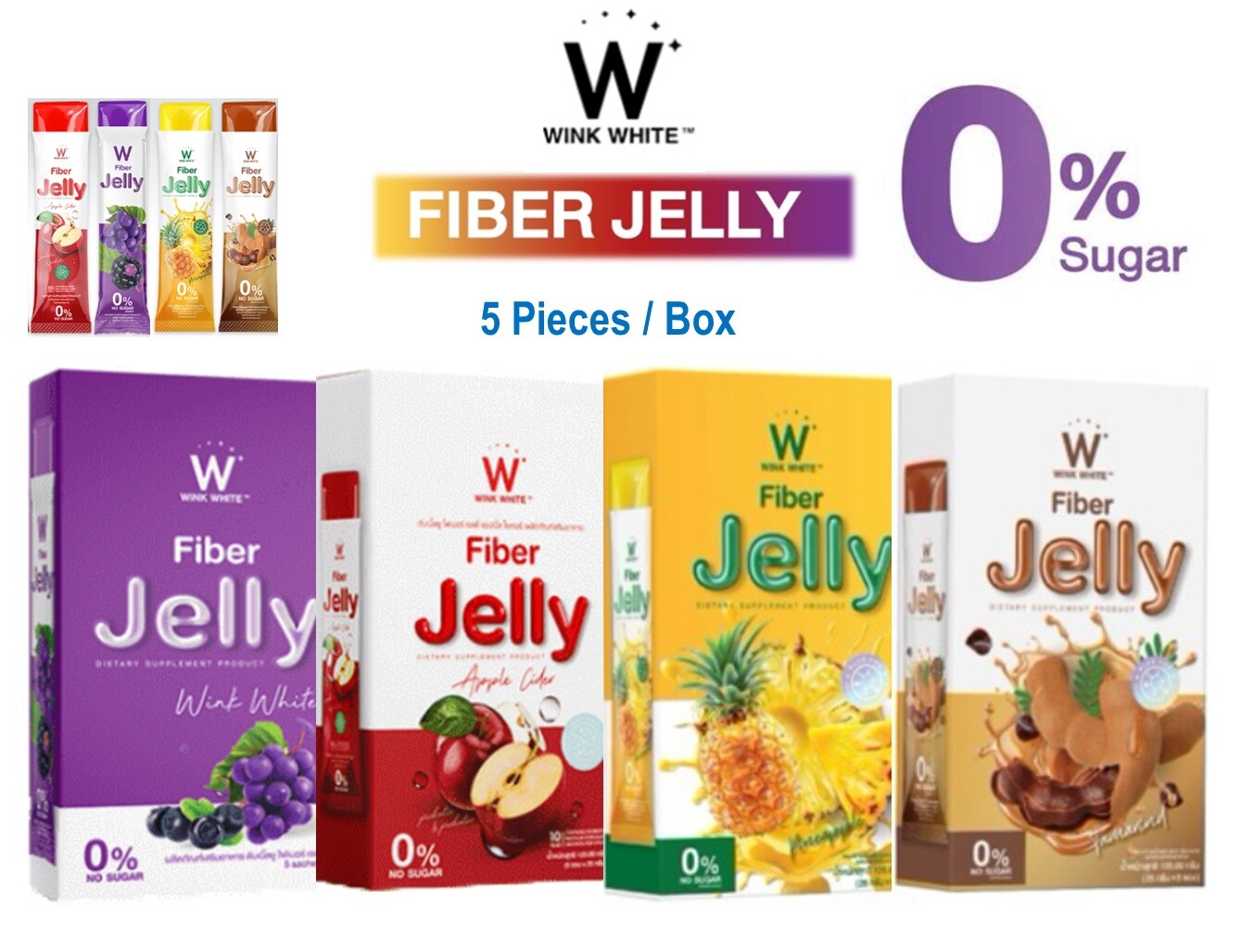 Wink White Fiber Jelly Detox Cleanse Natural Probiotics Healthy Diet 5 pcs/box