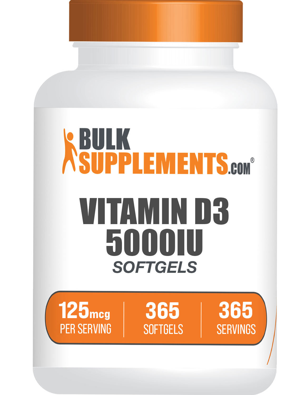 BulkSupplements Vitamin D3 5000IU Softgels – 125 mcg of Vitamin D3 Per Serving