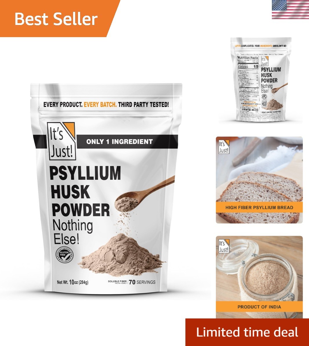Finely Ground Psyllium Husk Powder 10oz – Ideal for Keto & Digestive Support
