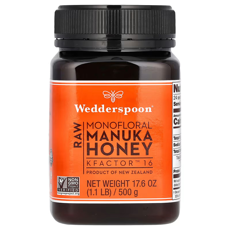 Wedderspoon Raw New Zealand Monofloral Manuka Honey KFactor 16 – NET WT. 17.6 OZ