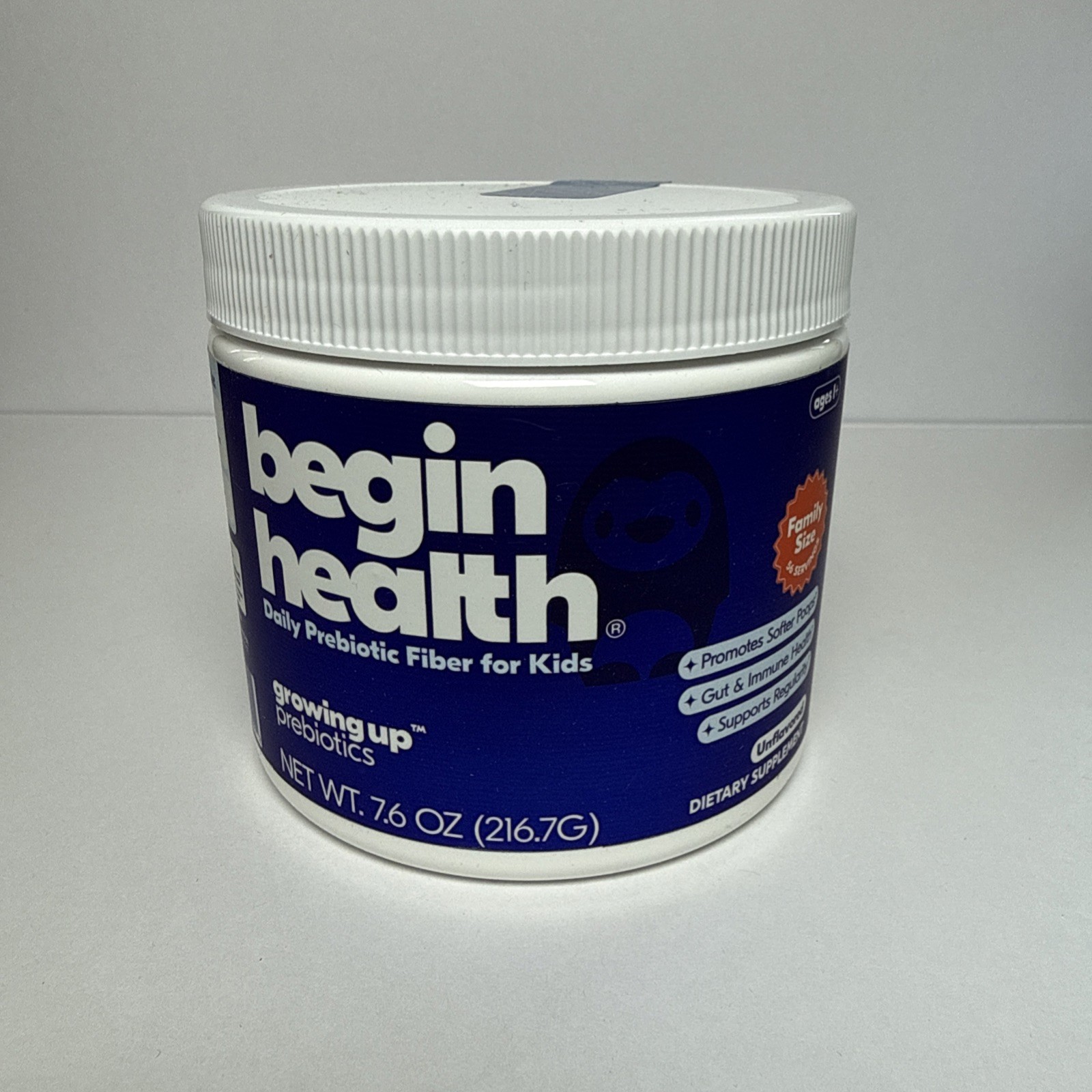 Begin Health Growing Up Prebiotics Kids Daily Prebiotic Fiber 7.6 oz Jar 56 Serv