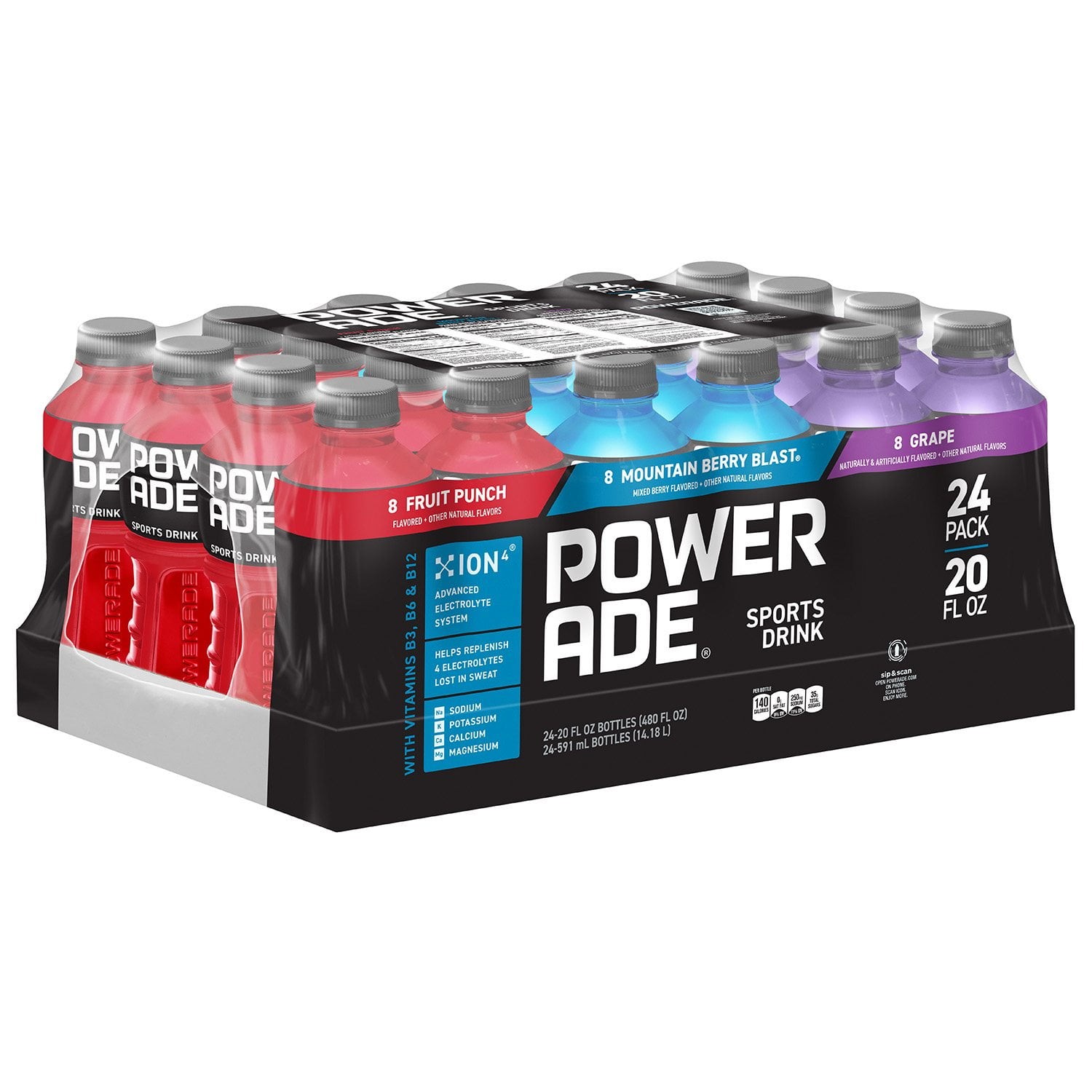POWERADE Variety Pack Bottles, 20 fl. oz., 24 pk.
