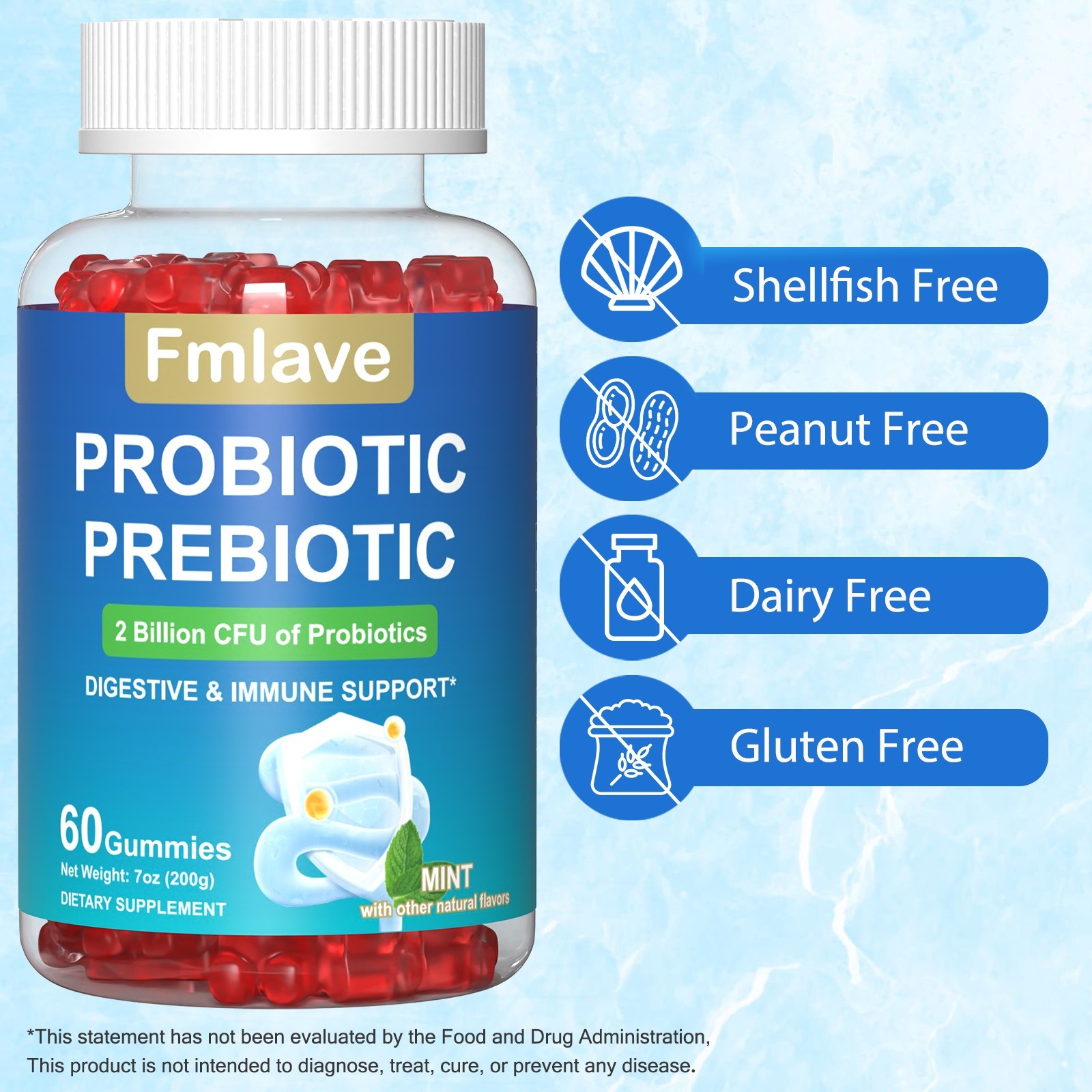 2x Daily Probiotic & Prebiotic Gummies with Vitamin C Gut & Immune Support 105ct