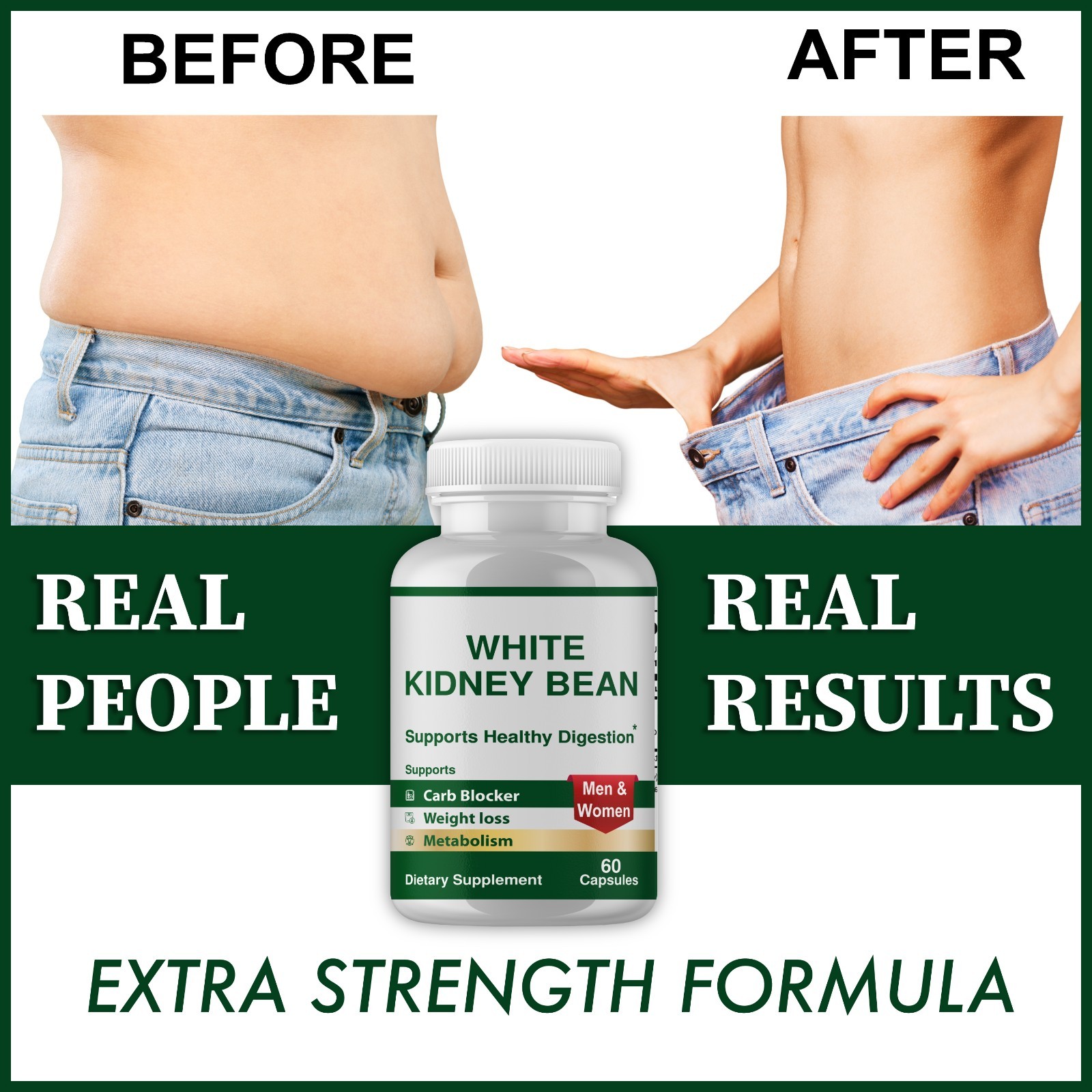 White Kidney Beans Capsules Weight Management 1200 mg Per Serving Carb blocker