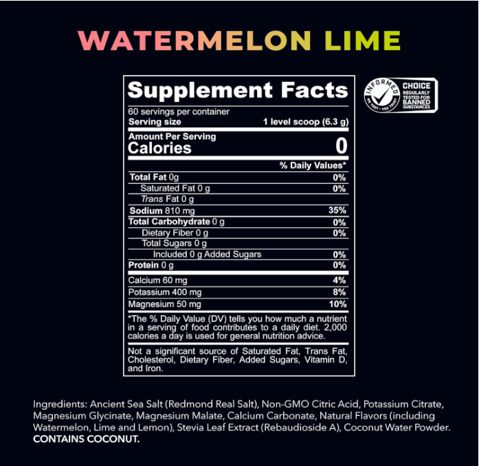 Redmond Re-Lyte Hydration Electrolyte Powder Mix, Watermelon Lime