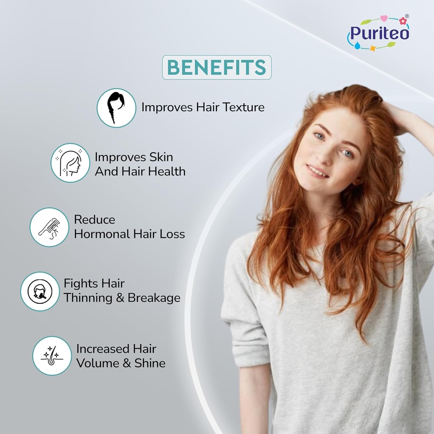 PURI.TEO Biotin 60 Tablets Hair Growth Skin Nail Support