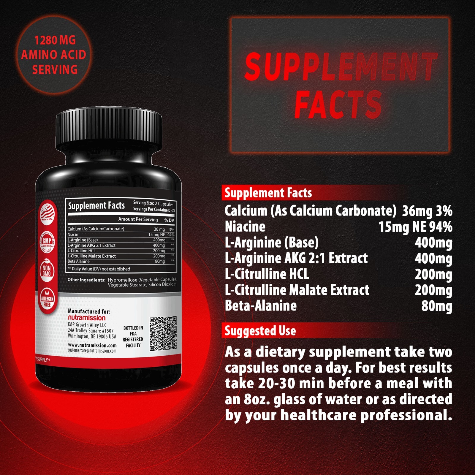 Testosterone & Libido Booster with L-Arginine for Men x3
