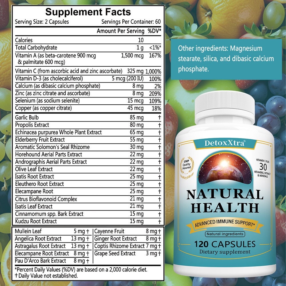 30-in-1 Immune Support Supplement-With Vitamin C, Zinc & Natural Herbal Extracts
