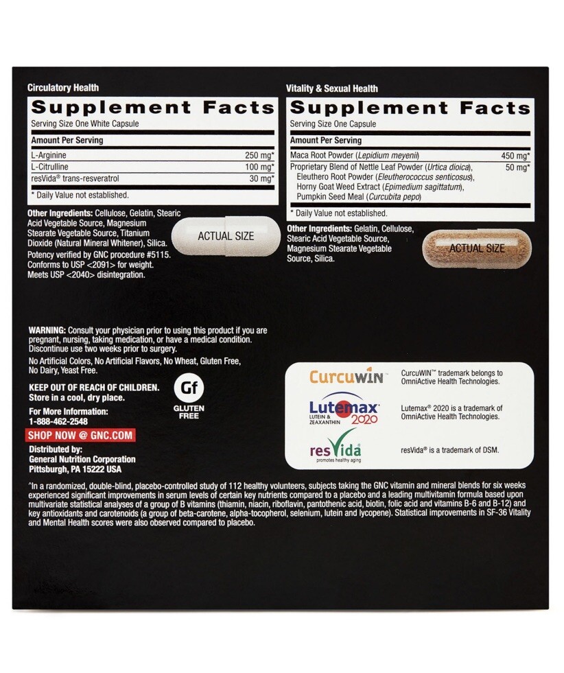 GNC Mega Men Performance & Vitality Dietary Supplement Pack – 30 Pack 5 in1, A++