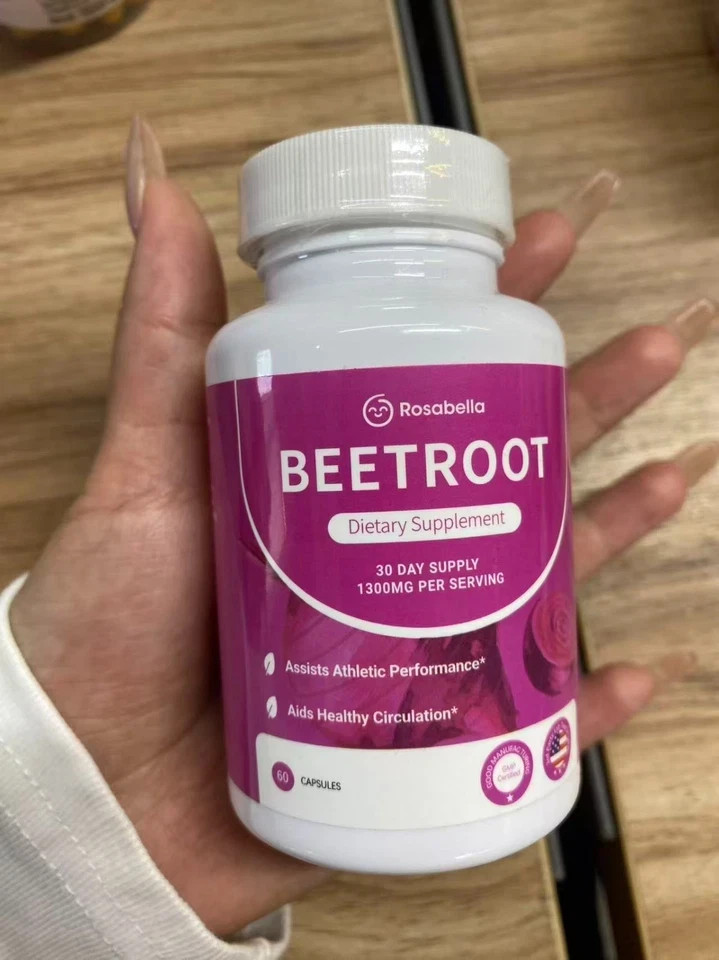 Rosabella Beetroot 1300mg Dietary Supplement Capsules 60ct Athletic Performance