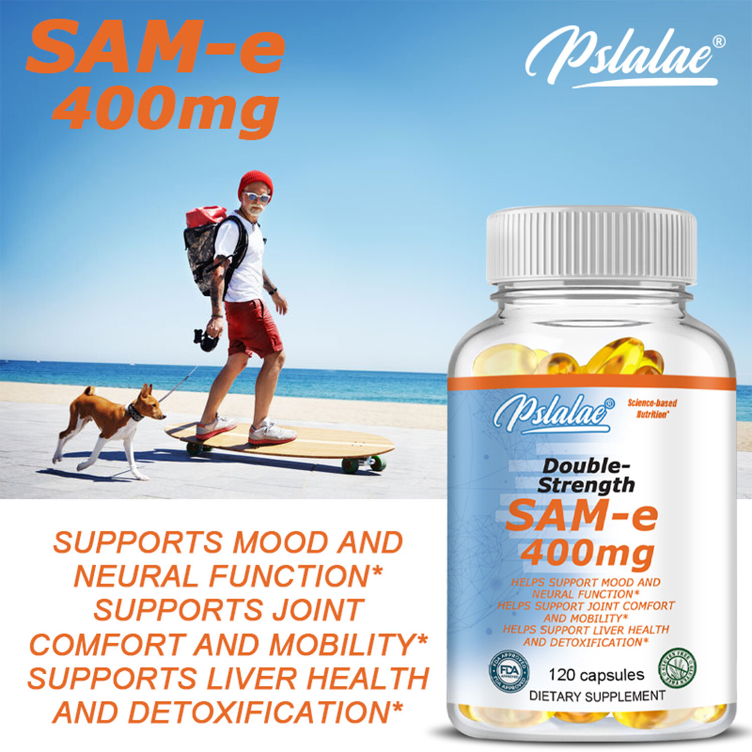 Double- Strength SAM-e 400mg – Liver Health, Body Detox, Relieve Joint Pain