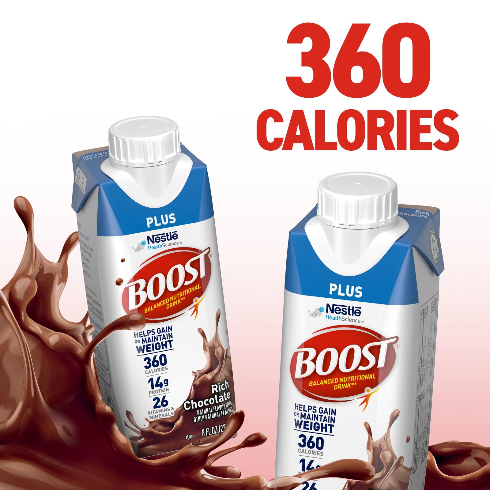 BOOST Plus Nutritional Drink, Rich Chocolate, 8 fl oz 8 Fl Oz (Pack of 24)