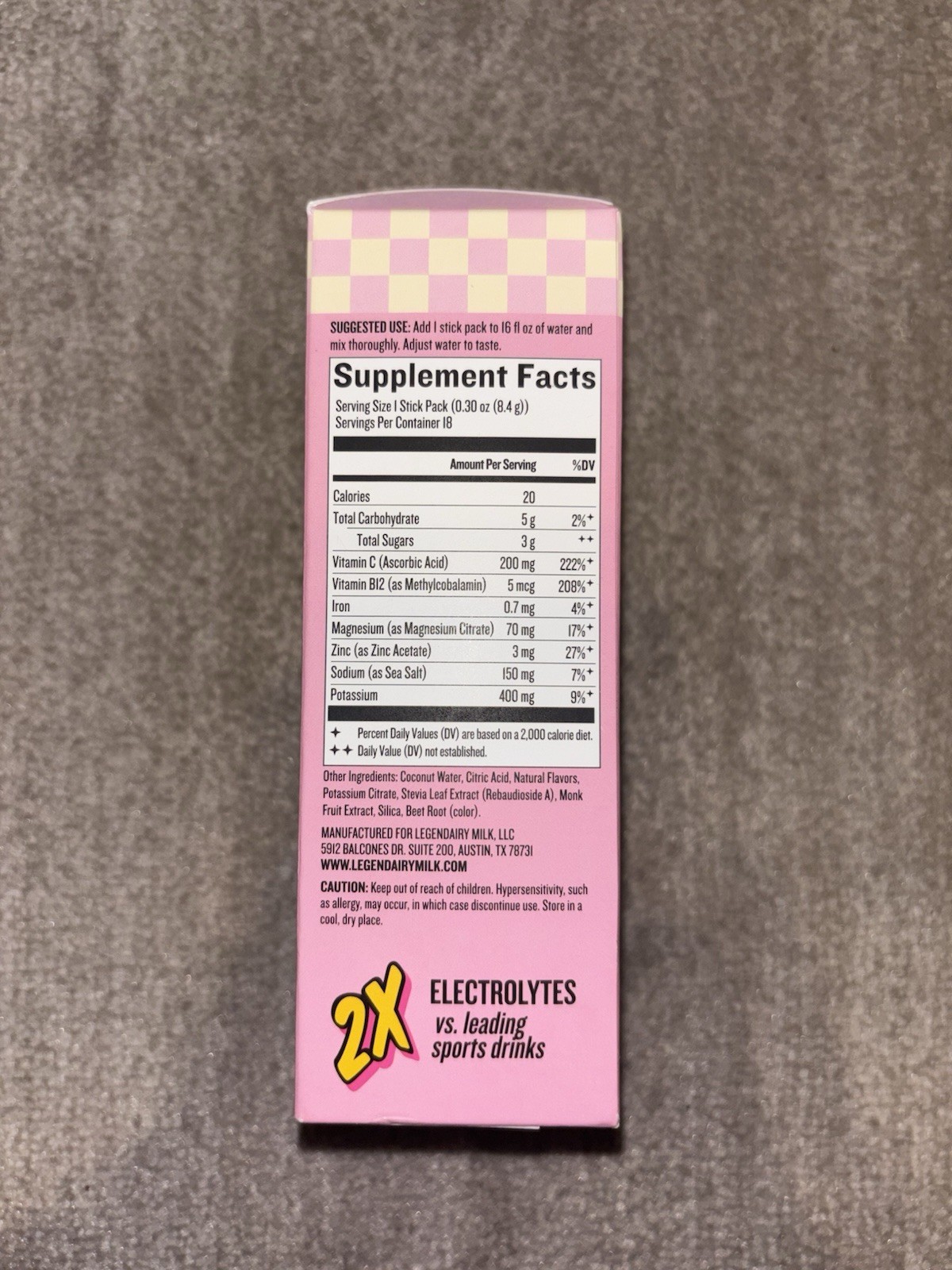 She’s Thirsty Coconut Water Electrolyte Mix 18 Packets Strawberry Lemonade