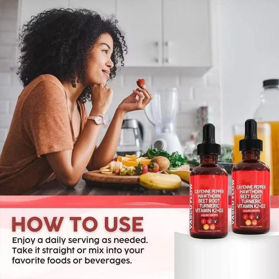 Cayenne Pepper Hawthorn Beet Root Turmeric Vitamin K2+D3 Liquid Drops (60ML)