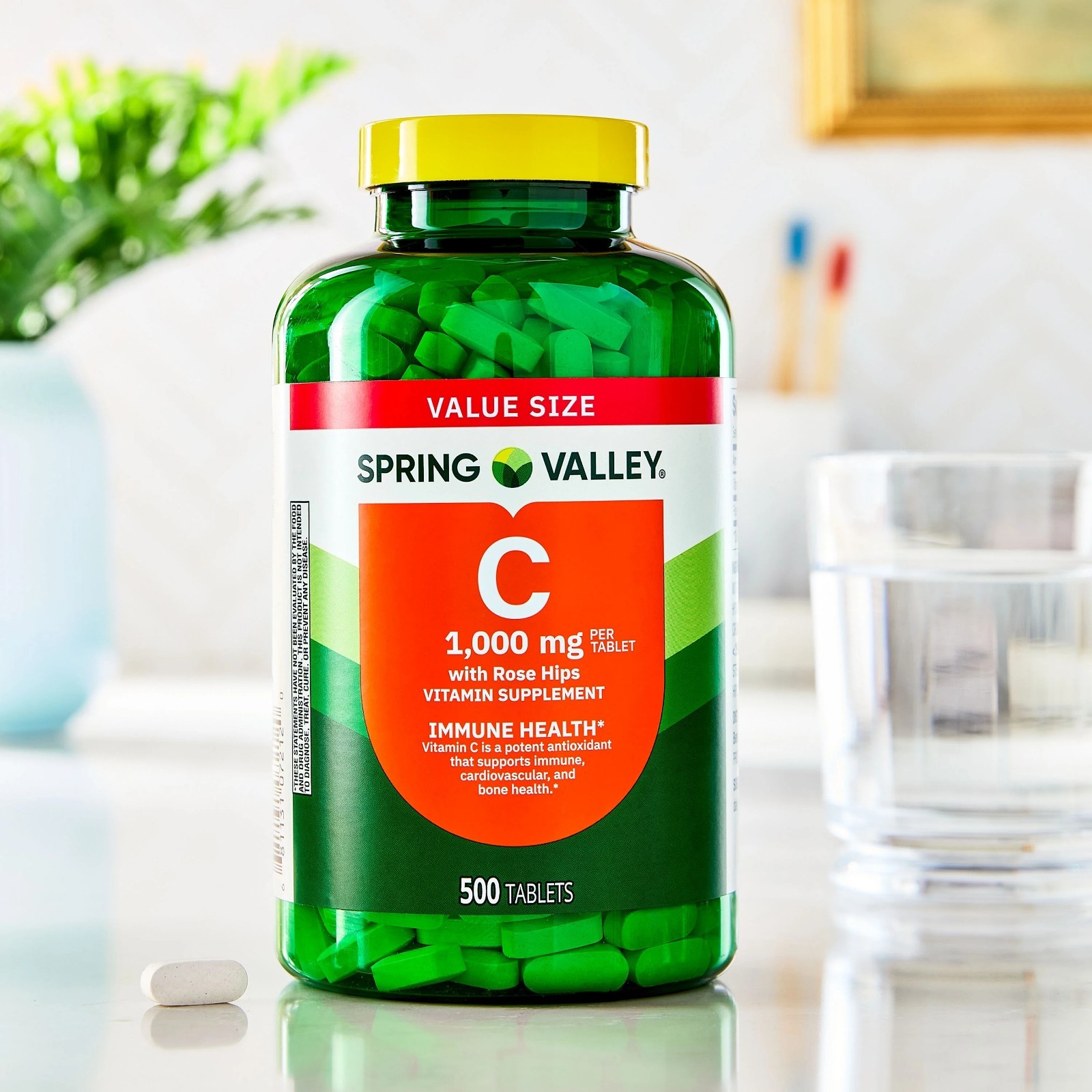 Spring Valley Vitamin C Supplement with Rose Hips Tablets, 500 mg, 250 Count