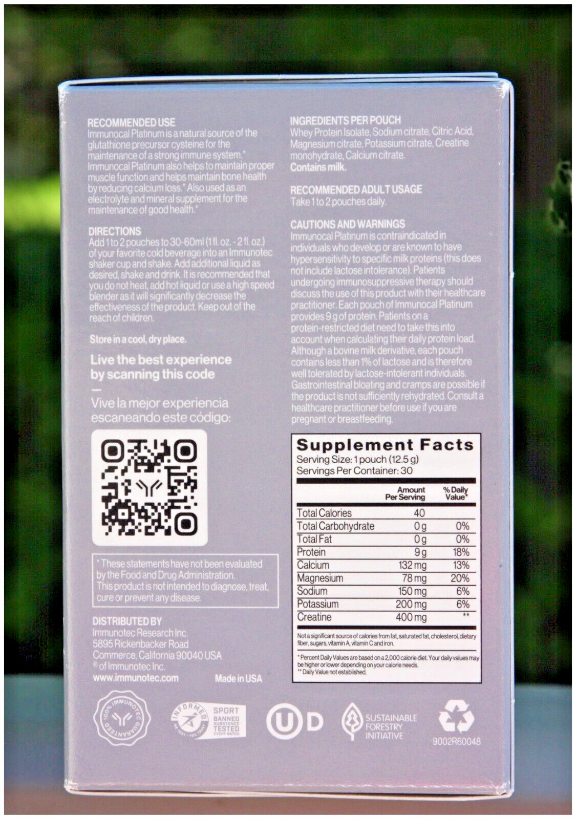 Immunocal Platinum Glutathione Precursor, 30 Pouches by Immunotec, Exp. 6/2025