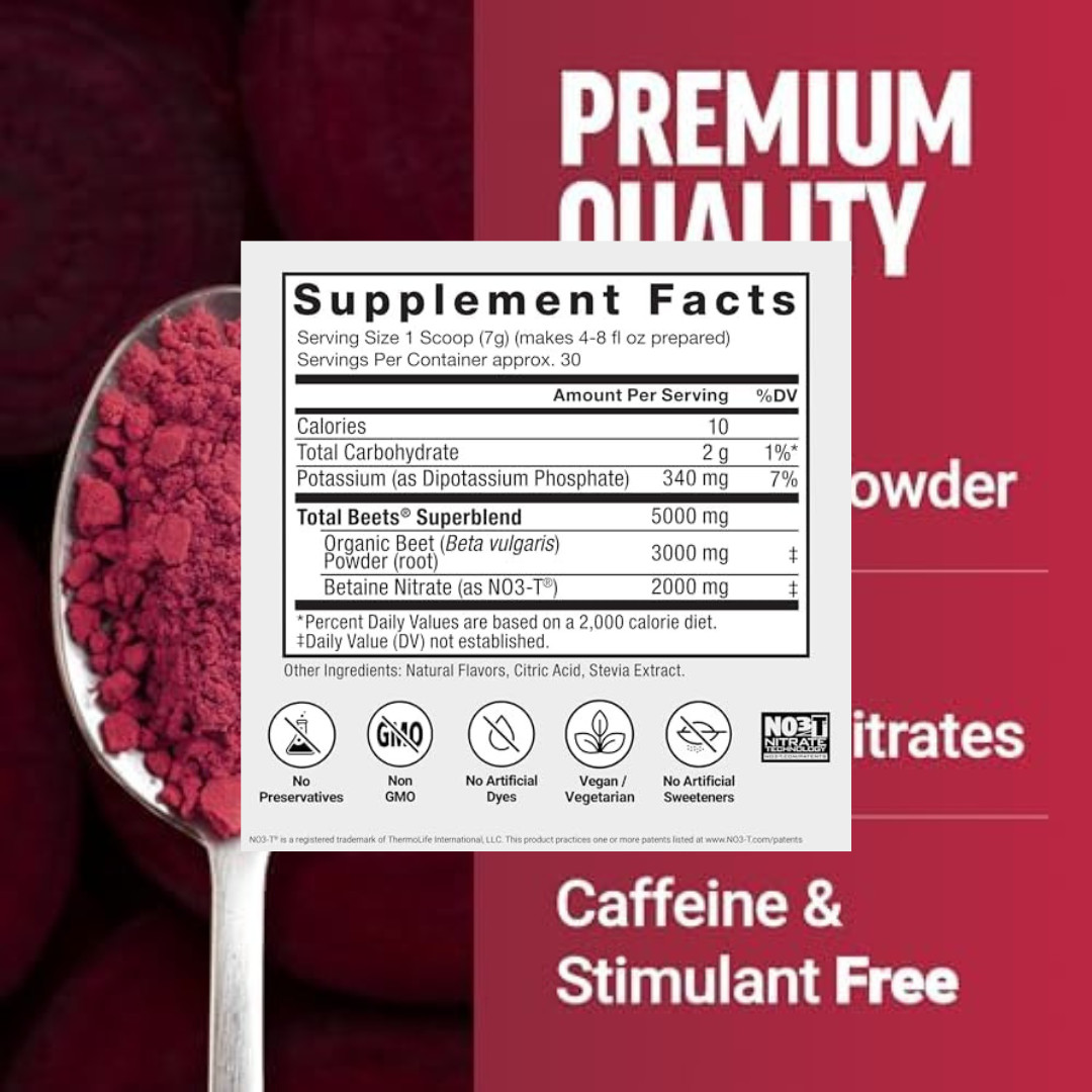 Force Factor Total Beets Circulation Superfood Beet Root Powder Nitric Oxide