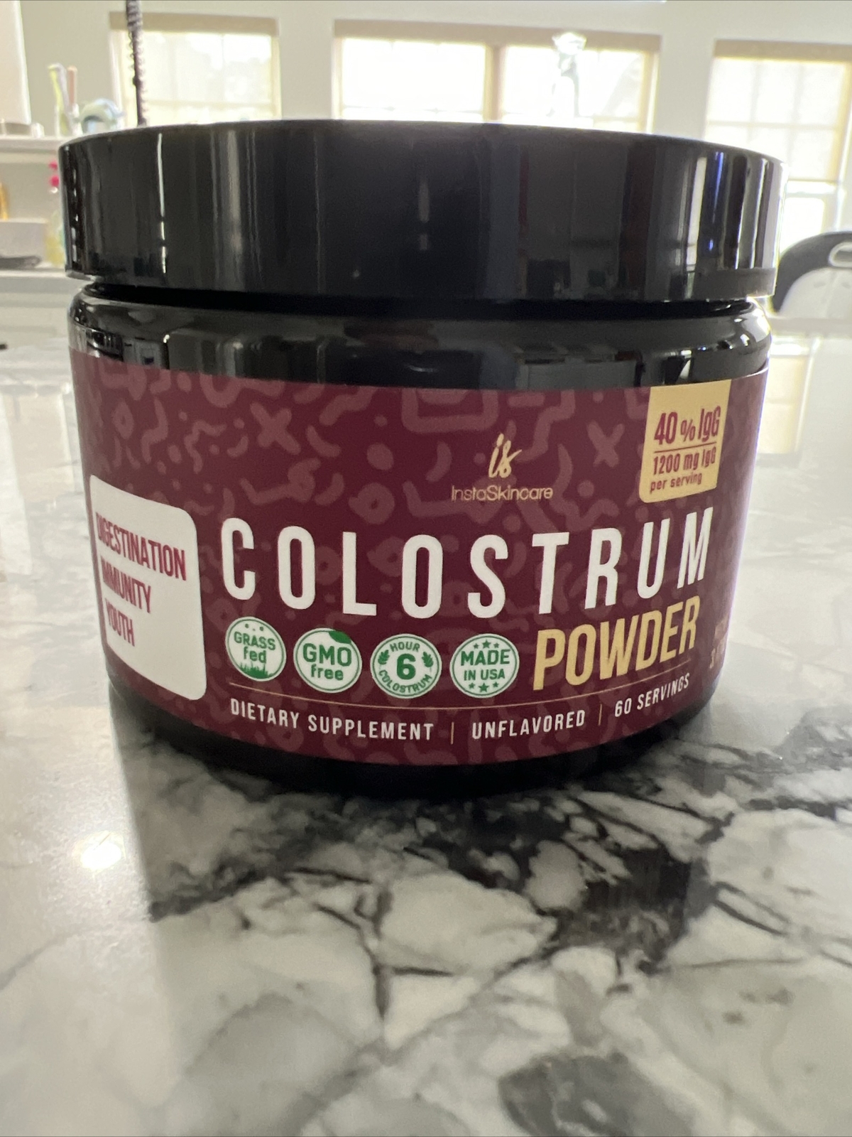 Bovine Colostrum Powder – 40% IgG Highly Concentrated Pure Bovine 3.17 OZ USA