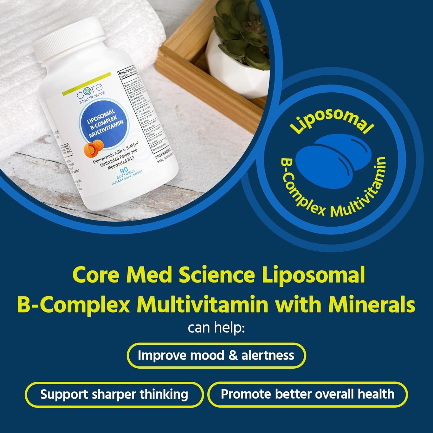 Core Med Science Liposomal Methylated Multivitamin B-Complex,90 Softgels – Non-G