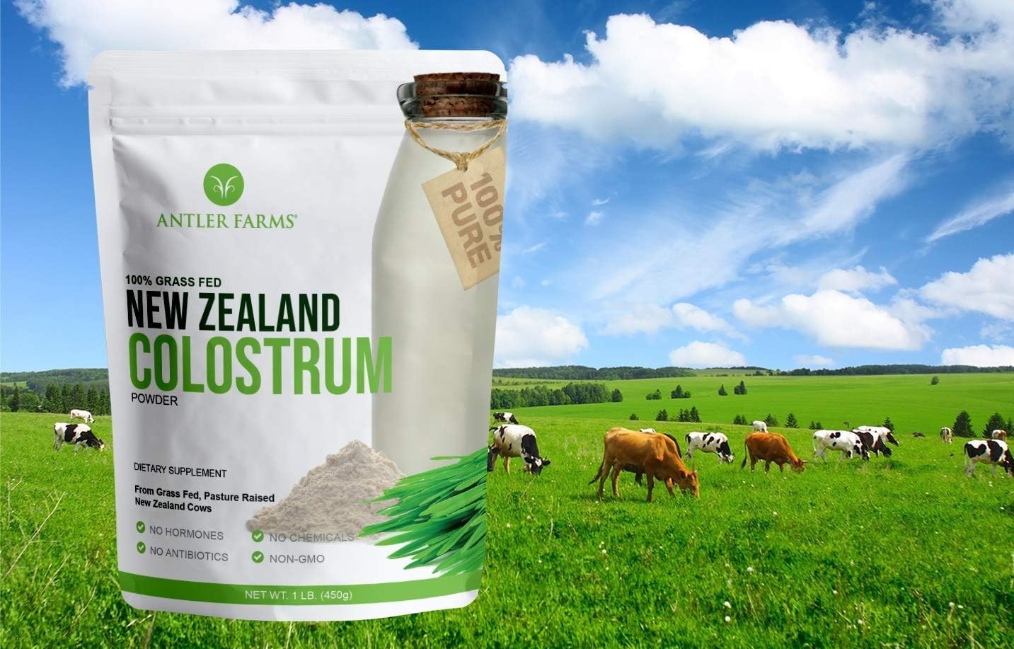 100% Pure New Zealand Colostrum, 30 Servings, 1 lb – Grass Fed, Pasture Raise…