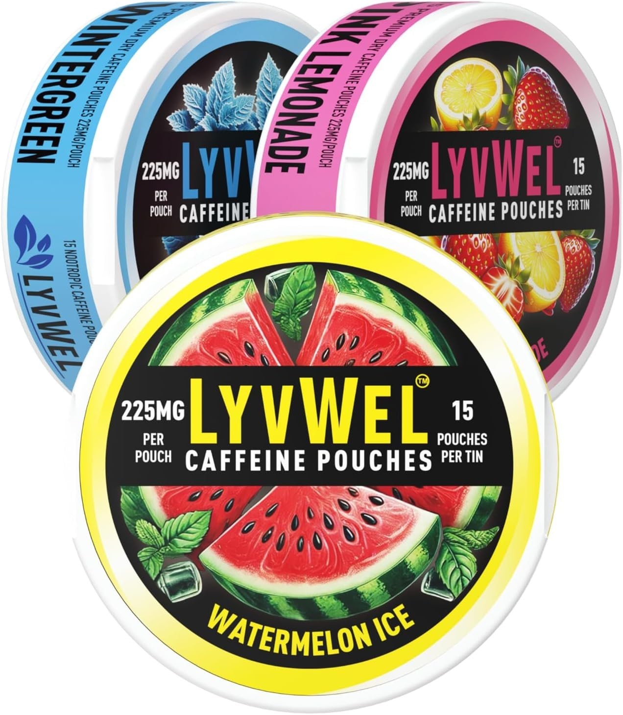 LyvWel 225mg Caffeine Energy Pouches | Nootropic Focus & Neuro Support | Tobacco