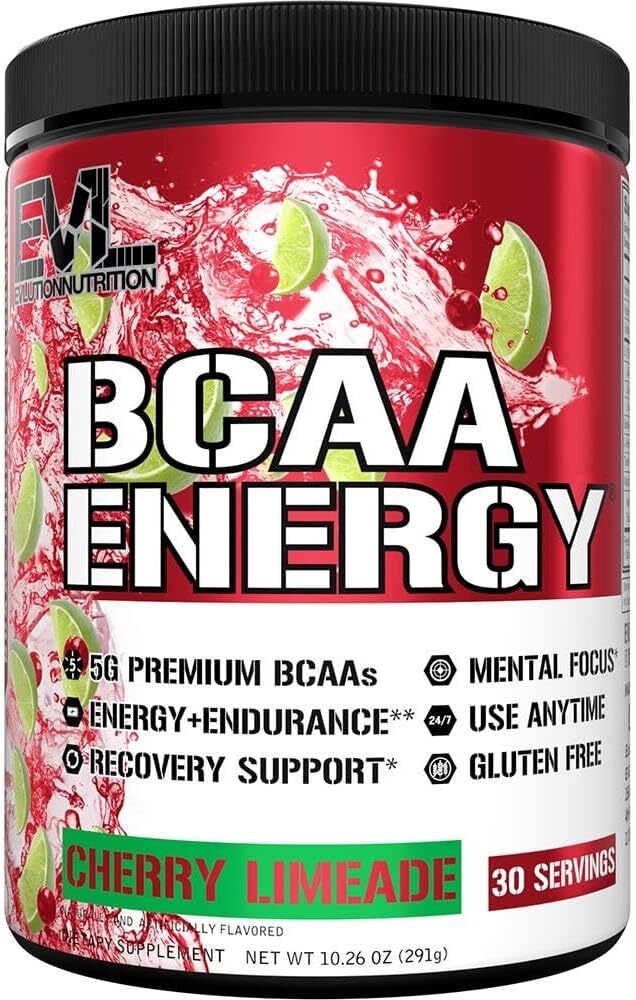 EVL Evlution Nutrition BCAA Energy Amino Acid Pre-Workout Powder – 30 & 65 Srv