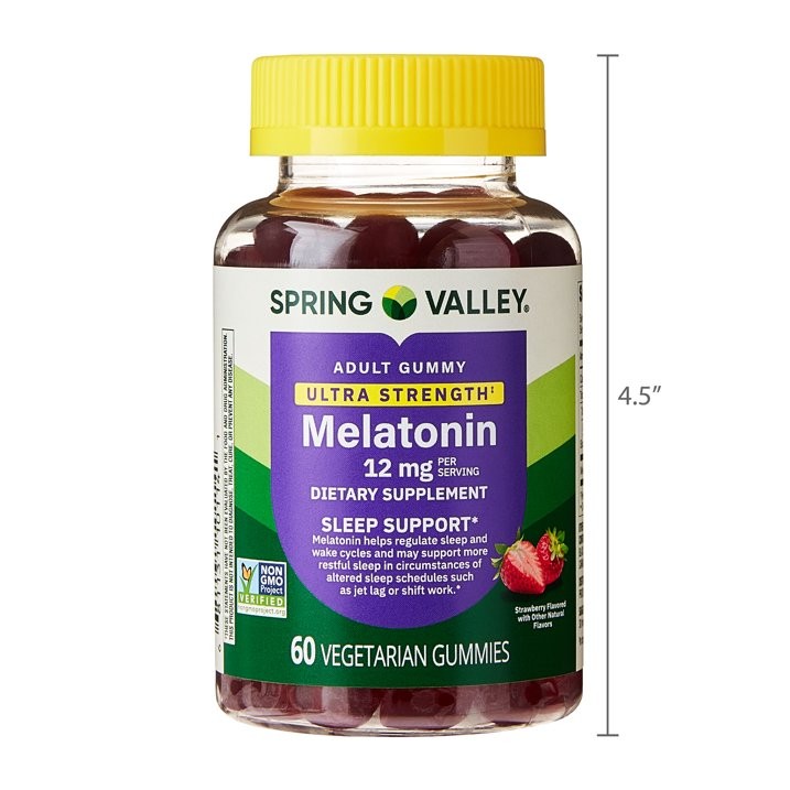 3 Pack Spring Valley Melatonin Gummies 12 mg Sleep Support Vegetarian 60 Count