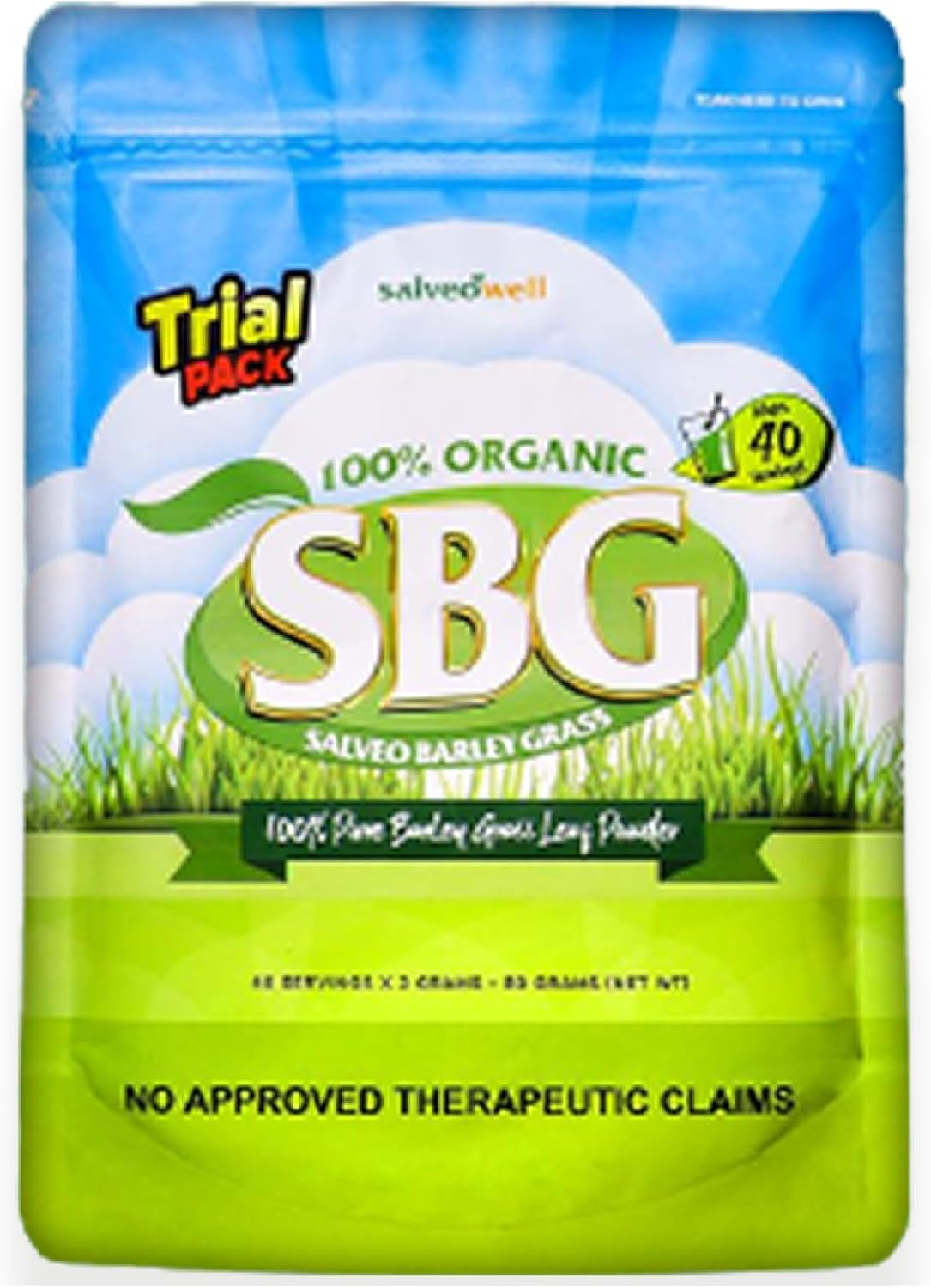 Barley Grass Powder in Trial Pack, 80Grams, 100% Pure and Organic
