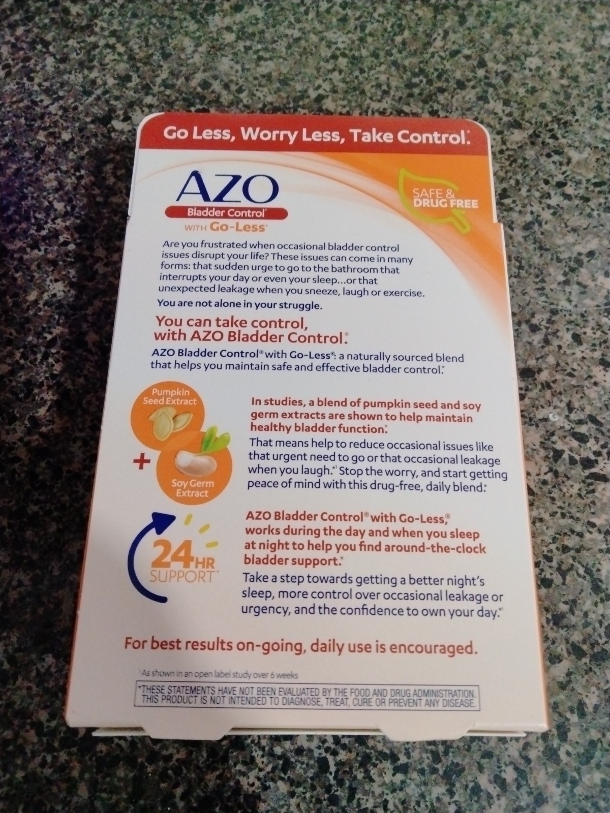 AZO Bladder Control with Go-Less Daily Supplement Capsules – 54 Count Exp 09/26