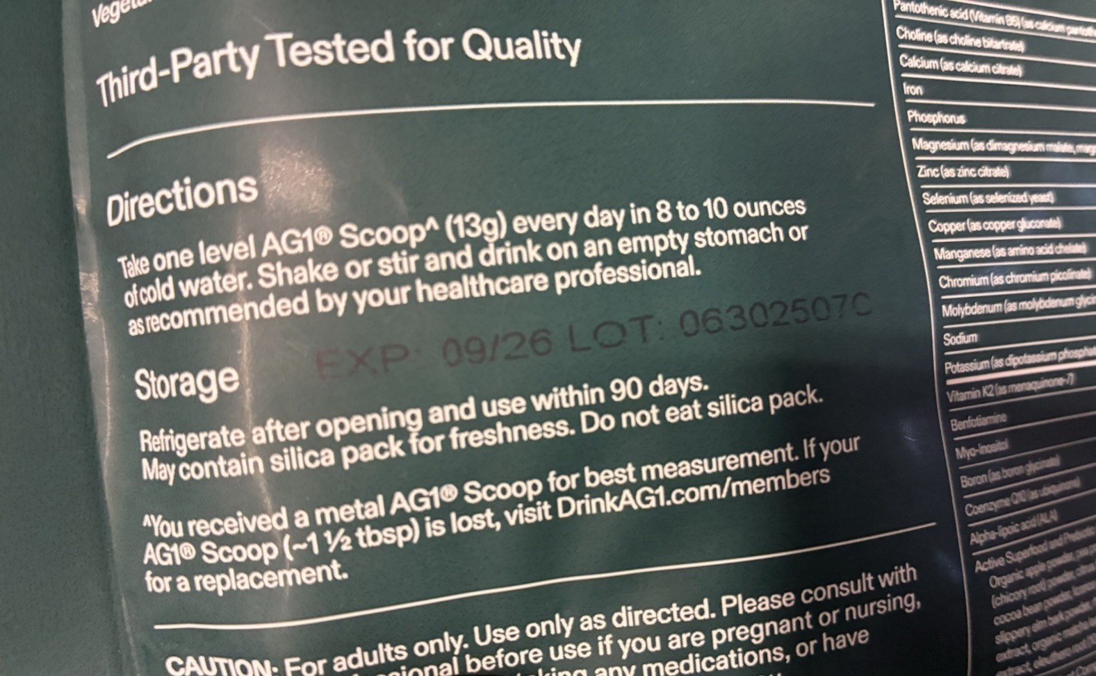 Lot Of 2 – AG1 Daily Foundational Nutrition 30-day Supply per Bag Exp 9 &10 /26