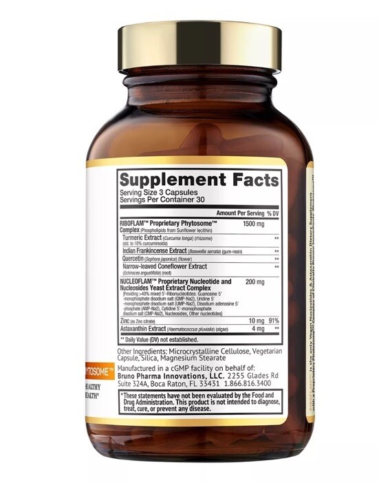 Riboflam, Clinically Proven Immune System Booster Ingredients, ~ BRUNO MD ~90cap