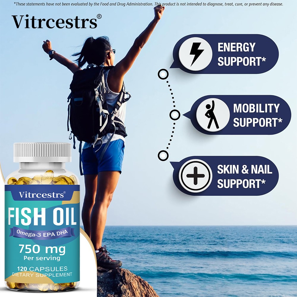 Fish Oil Omega-3 EPA DHA 750mg-Joint,Brain & Heart Support Supplement 30~120Caps