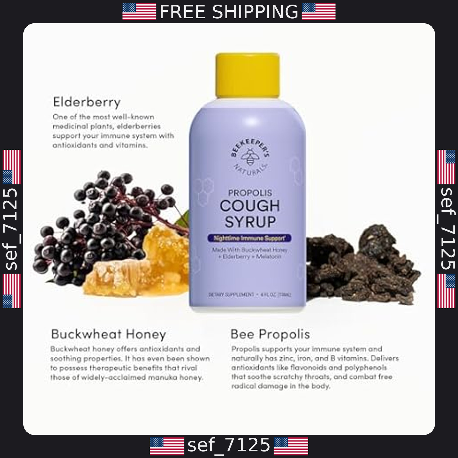 BEEKEEPER’S NATURALS B.Better Nighttime Cough Syrup – Elderberry & Honey 4oz