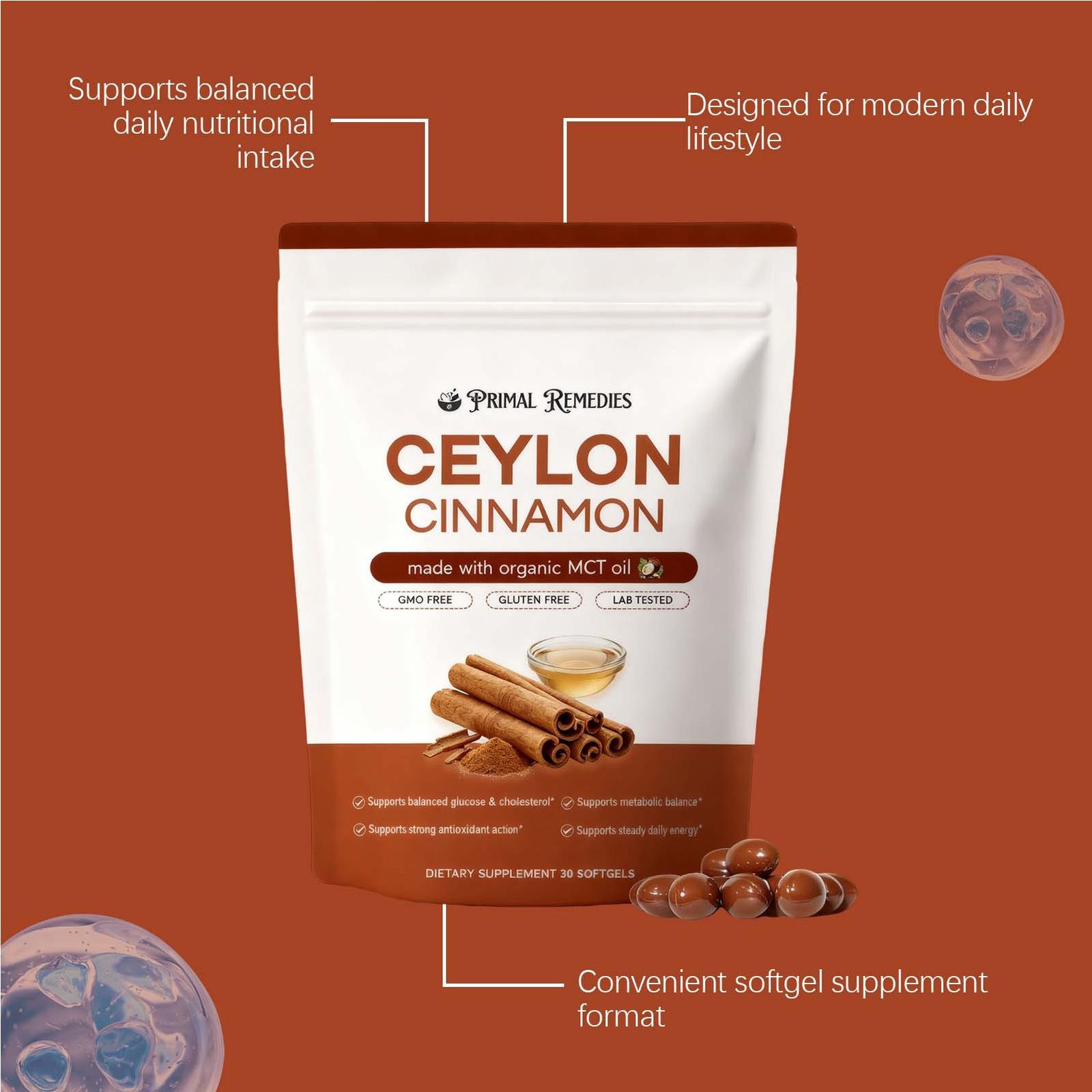 (2 PACK) Ceylon Cinnamon Softgels, Ceylon Cinnamon Soft Gels 7200Mg Equivalent
