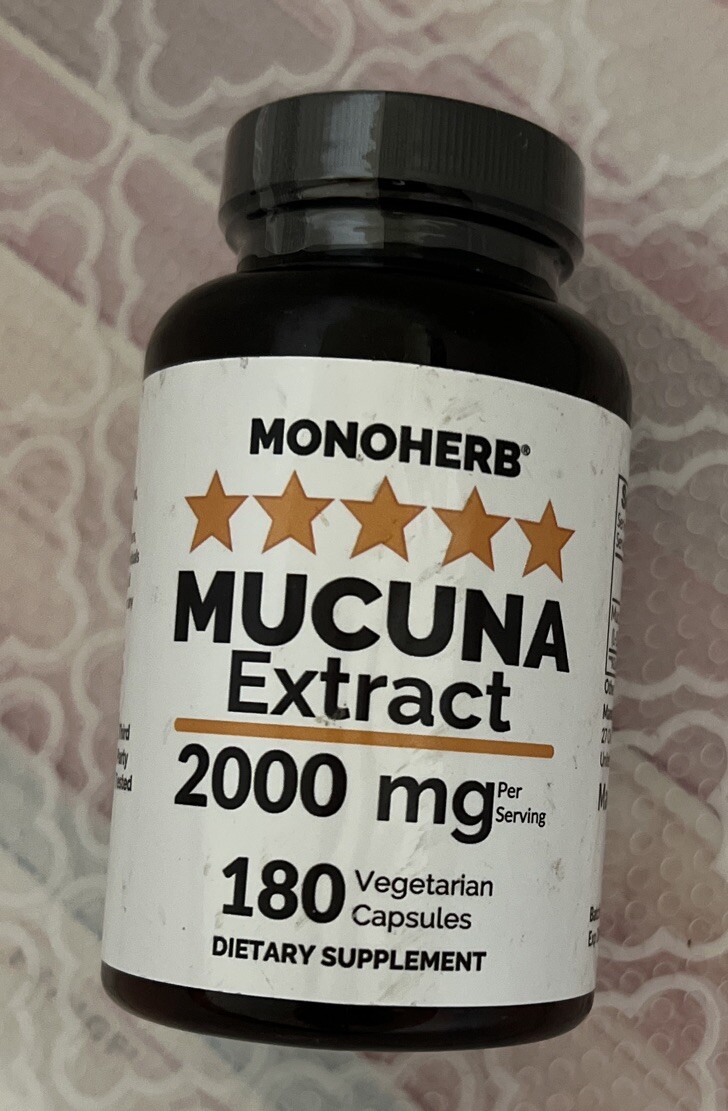 MONOHERB Mucuna Extract 2000 MG 180 VegCaps Exp 07/25