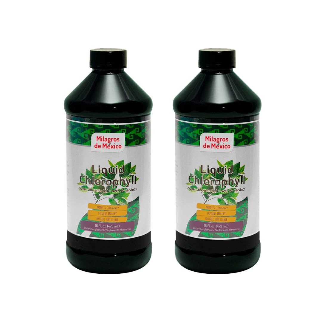 Milagros de Mexico Clorofila Líquida con Menta 2 Pack 16 oz c/u | Detox Energ…