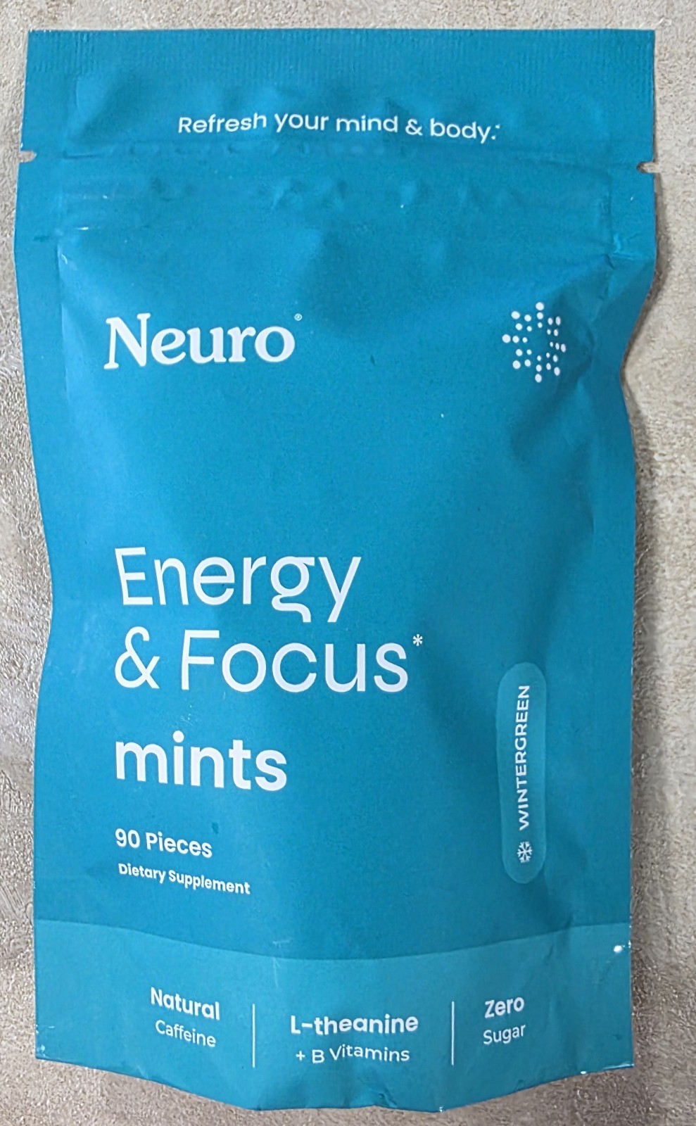 Neuro Energy & Focus mints Energy Supplement w/ L-Theanine & VB 90ct NEW, SEALED