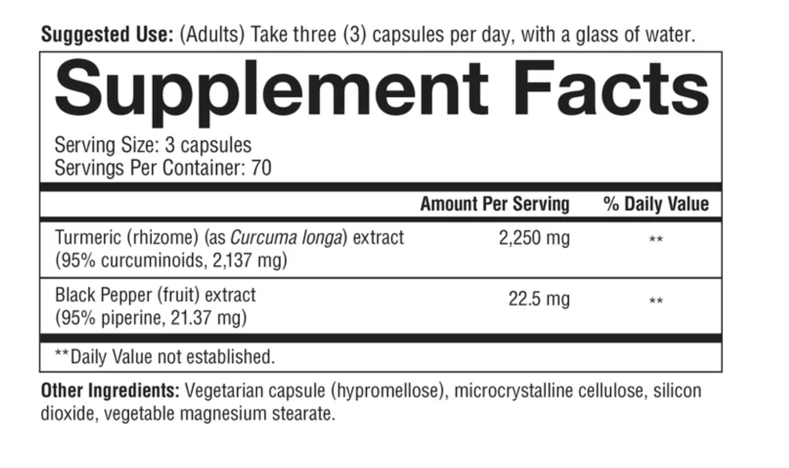 Youtheory Turmeric 2250mg 210 Capsules Curcumin 95% Supplement