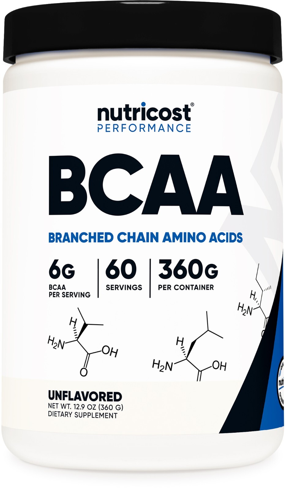 Nutricost BCAA Powder 60 Servings (Unflavored) – 6000mg Per Serving