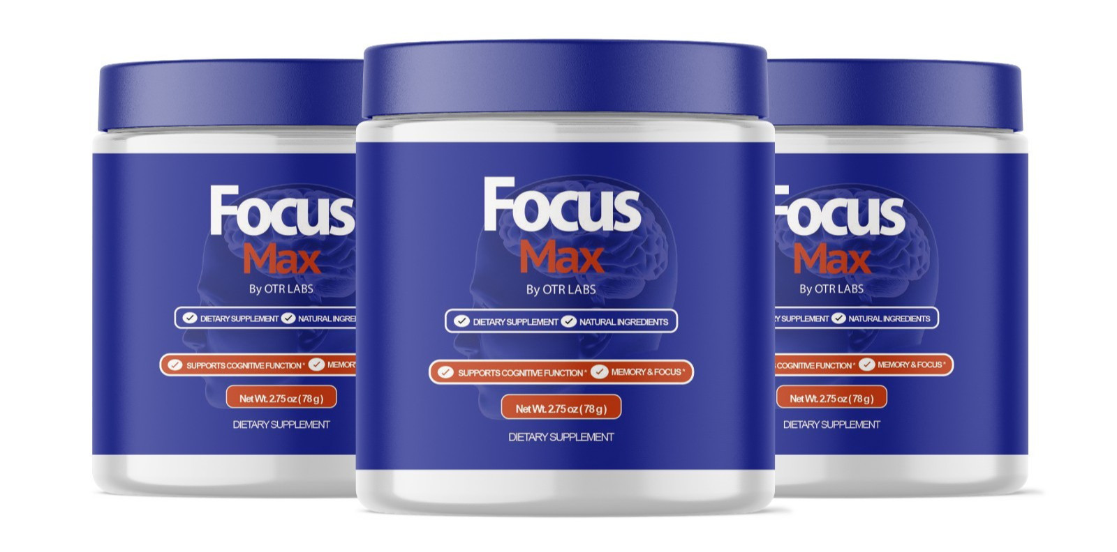 Focus Max Powder for Cognitive Function Memory & Focus 3 Bottles 90 Servings