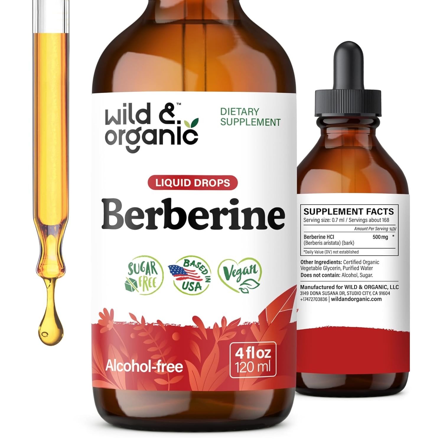 Liquid Berberine HCL 500mg Drops – Organic Berberine Supplement Antioxidant