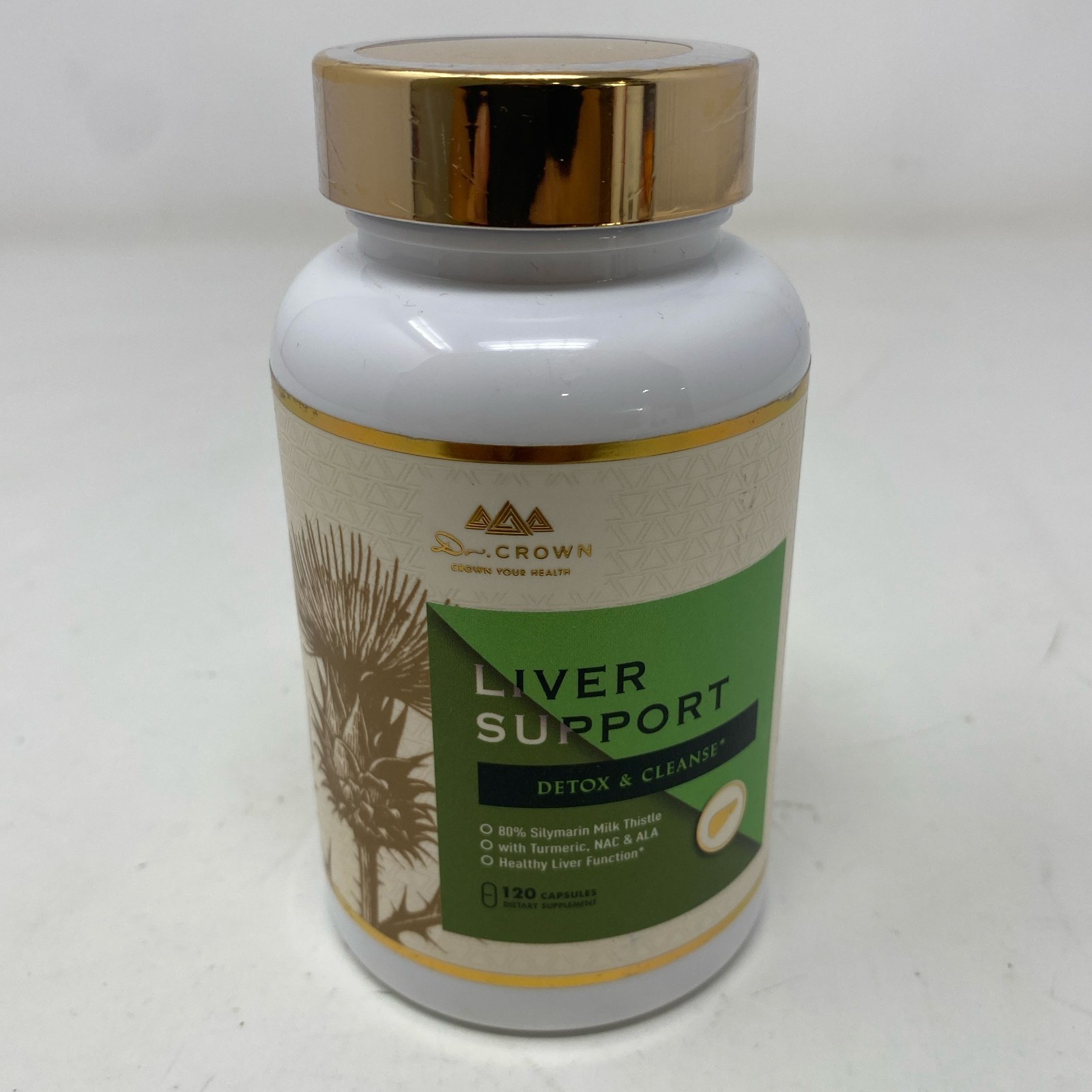 Dr. Crown Liver Support Detox & Cleanse 120 Capsules White/Gold