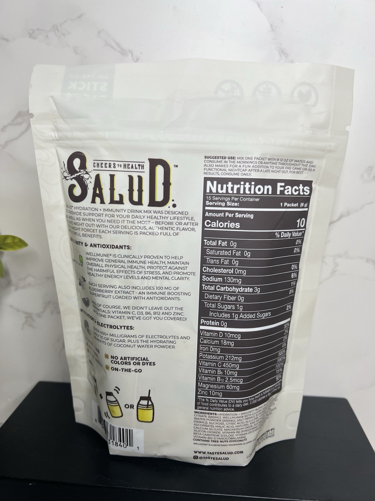 Salud Hydration+Immunity Electrolyte Drink Mix Limonada 15 Exp 06/28