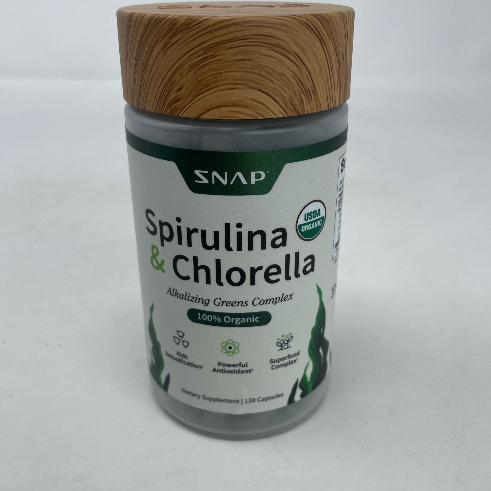 SNAP Supplements Organic Spirulina & Chlorella, Green, 120 Caps