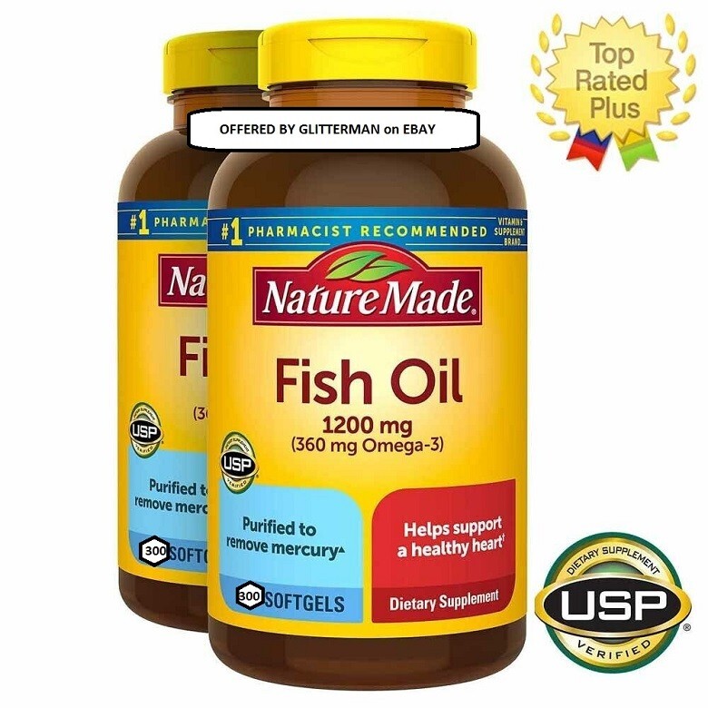 Nature Made TWIN PACK Fish Oil 1200mg, 360mg Omega 3 – 600 Softgels ~ EXP 2027